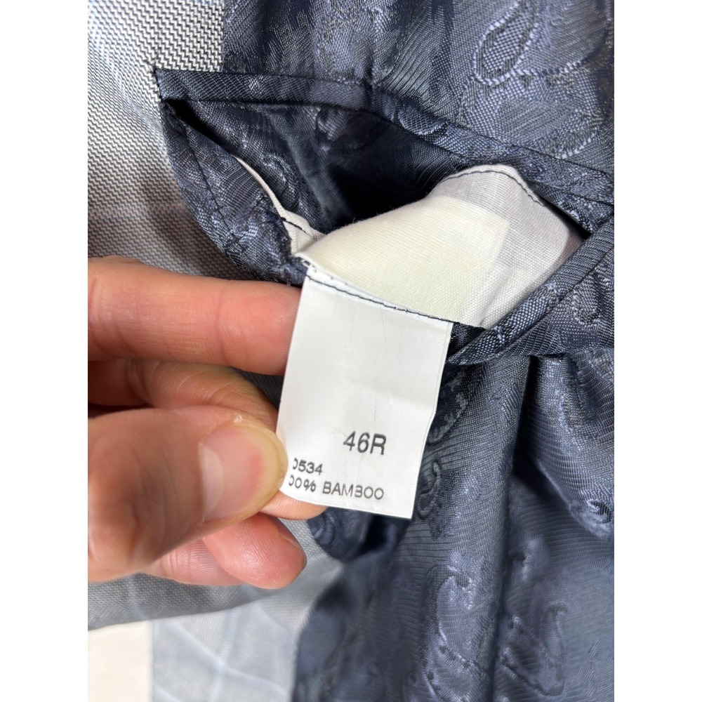Arnold Brant Mens 46R Grey Windowpane Bamboo Blazer Sport Coat Made in Italy - Picture 3 of 8